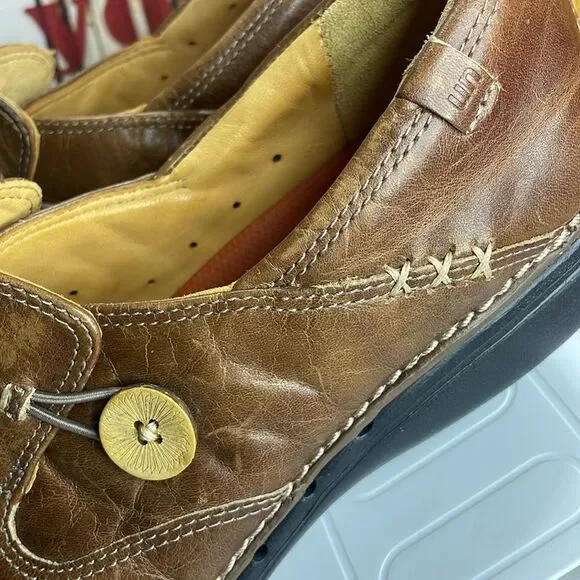 (B) Clarks Brown Leather Textured Slip On Shoes Women's Size 9 - Picture 9 of 13